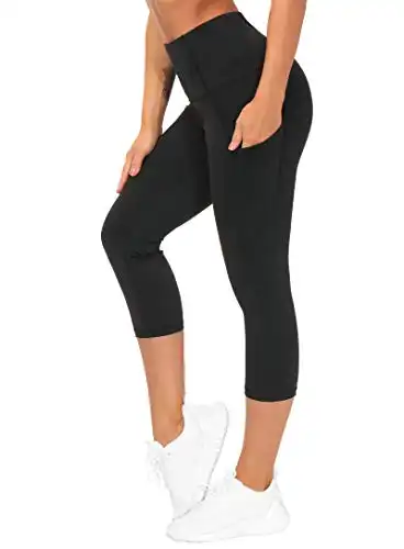 THE GYM PEOPLE Thick High Waist Yoga Capris with Pockets